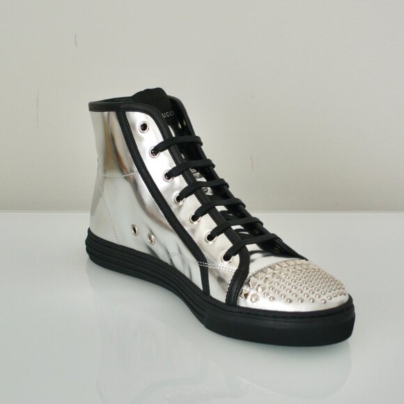 NIB GUCCI HIGH TOP  LEATHER SNEAKERS - Picture 4 of 12